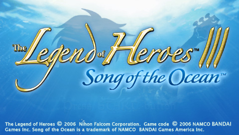 Legend of Heroes III Song of the Ocean title screen for PSP